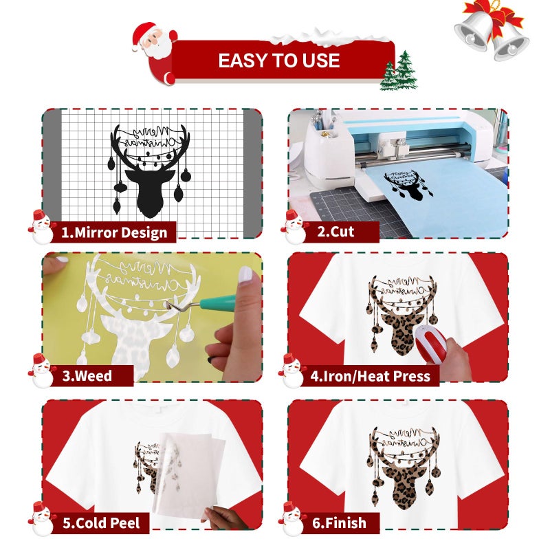 HTVRONT Heat Transfer Vinyl Roll  12in x 8ft Leopard HTV  Light Leopard Iron on Vinyl for Shirt and Christmas Decorations - Image 4